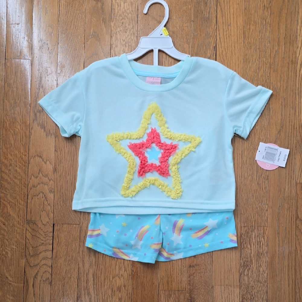 DOTS & DREAMS BRAND GIRL'S BLUE "STARS" SHORT SLEEVES SLEEP SHIRT & SHORTS XXS